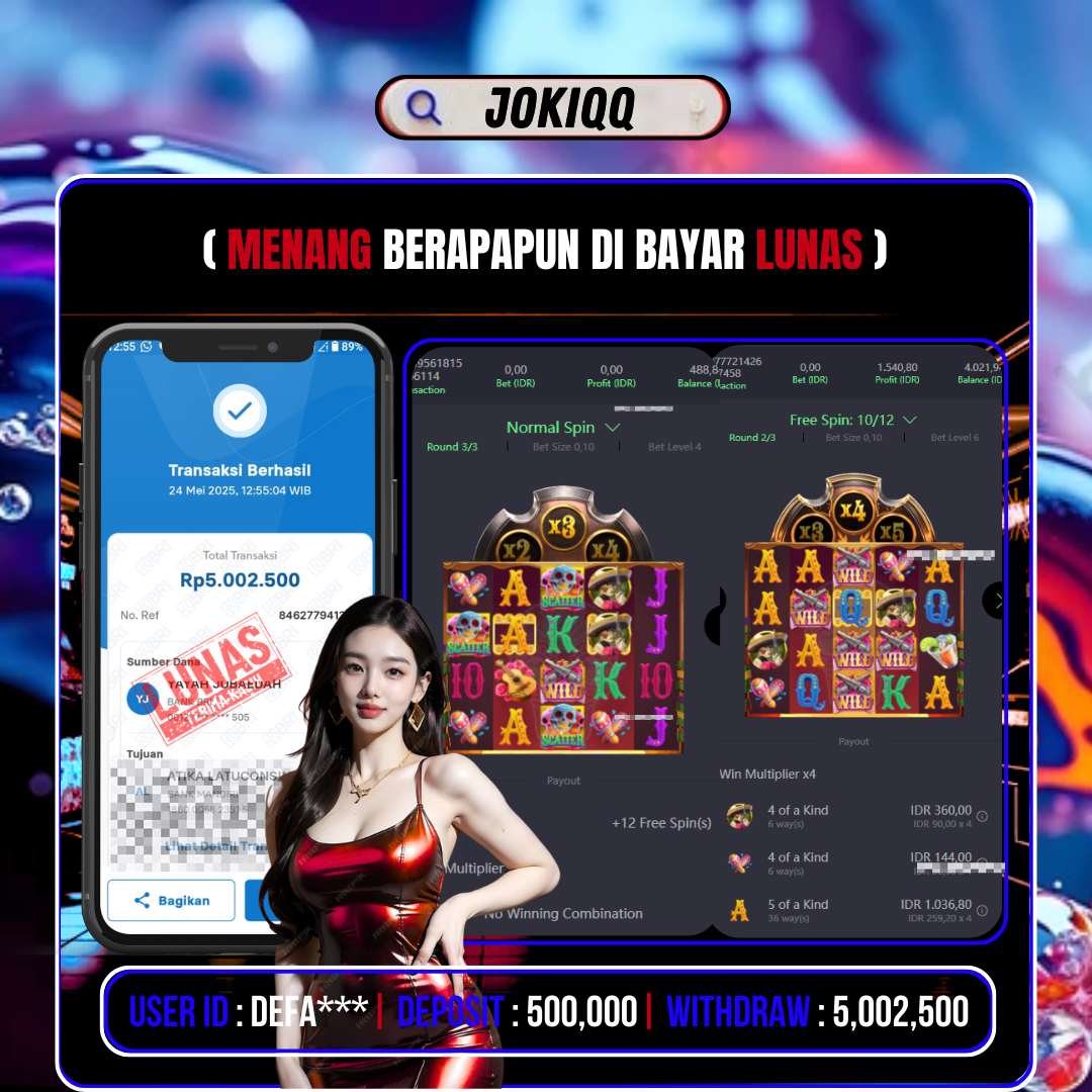 JOKIQQ JACKPOT WILD BANDITO Rp.5,002,500.,- LUNAS